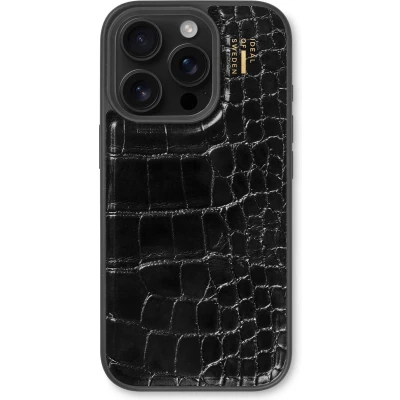 Afbeelding van iDeal of Sweden Vegan Leather Case geschikt voor iPhone 16 Pro Max Black Croco