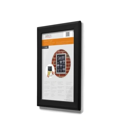 Afbeelding van Deflecto Aluminium zwart A4 clip frame wandhouder reclamehouder outdoor home office profiel 25mm