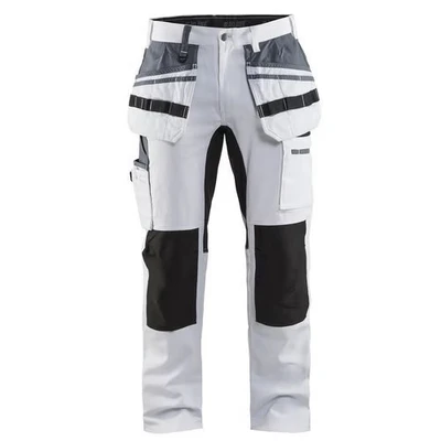 Image de Pantalon peintre stretch blanc/noir