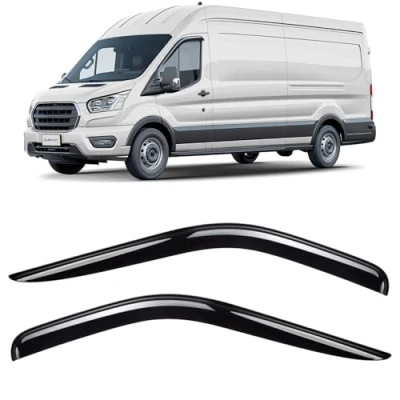 Afbeelding van Clim Art Set van 2 deflectoren voor/compatibel met Ford Transit 2013 2024 bestelwagen, luchtdeflector, deflector voor auto, antenne