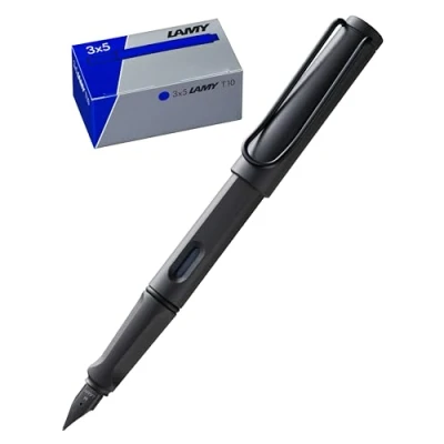 Afbeelding van Lamy 1 x Safari vulpen 017 voor linkshandigen en T10 inktpatronen in originele doos, inktkleur: blauw
