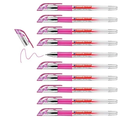 Afbeelding van edding 2185 Gel roller, roze, 10 pennen, 0,7 mm, gelpen om te schrijven, tekenen, voor mandala&#039;s, bullet journals, gelrollers, rollerbalpen