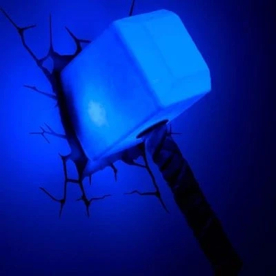 Afbeelding van 3DLightFX Thor Hammer Lamp Wandlamp Marvel Kinderkamer Nachtlamp Draadloos