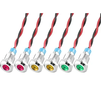 Afbeelding van GUUZI 6 stuks, 12 V 24 V, 8 mm, led paneel, driver, dash, waarschuwingslicht, indicator, lamp, richtingslampen (rood/geel/groen)