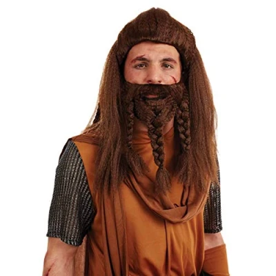Afbeelding van Fun Shack Vikingpruik voor heren, Vikingbaard kostuum Vikingkostuum nepbaard, carnavalskostuum, eenheidsmaat