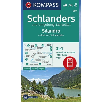 Afbeelding van Schlanders und Umgebung, Martelltal,Silandro e dintorni, Val Martello 1:25 000: 3in1 Wanderkarte mit Aktiv Guide inklusive Karte zur offline ... KOMPASS App. Fahrradfahren. Skitouren.: 069