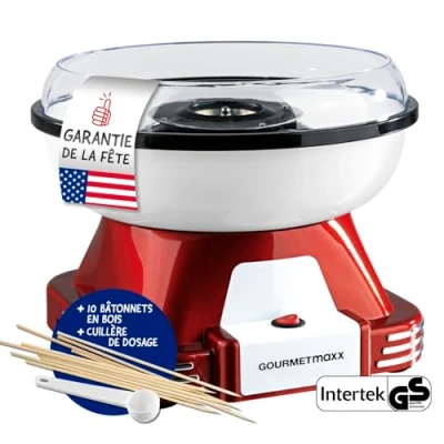 Afbeelding van GourmetMaxx Suikerspinmachine rood/wit