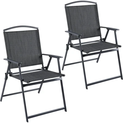 Afbeelding van BRUBAKER Bergamo Tuinstoel, set van 2 tuinstoelen, met hoge rugleuning, weerbestendig en ruimtebesparend, balkonstoel, inklapbaar, klapstoel voor camping, tuin, terras balkon, donkergrijs