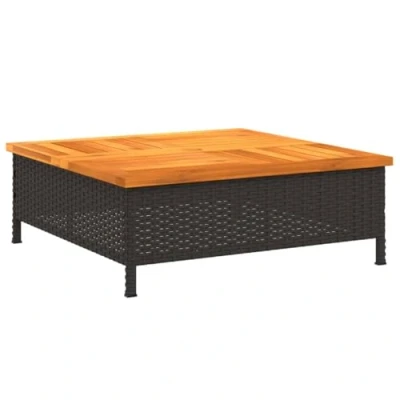 Afbeelding van Parasolvoetbedekking 70x70x25 cm poly rattan acaciahout zwart