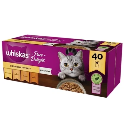Afbeelding van WHISKAS Pure Delight Poultry in jelly nat kattenvoer 40 x 85g