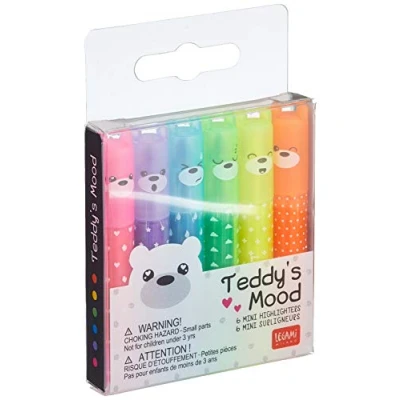 Afbeelding van Legami set van 6 Teddy&#039;s Mood mini markeerstiften