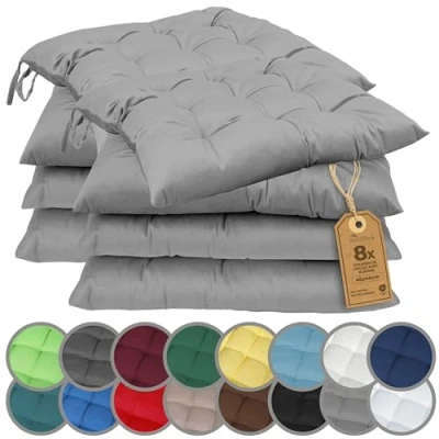 Afbeelding van NatureMark Set van 8 stoelkussens met linten, 40 x cm, zilver