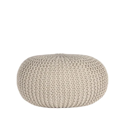 Afbeelding van Poef gebreid 70 cm naturel