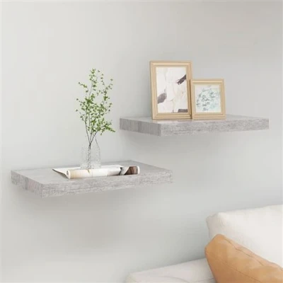Afbeelding van Wandschappen 2 st zwevend 40x23x3,8 cm MDF betongrijs