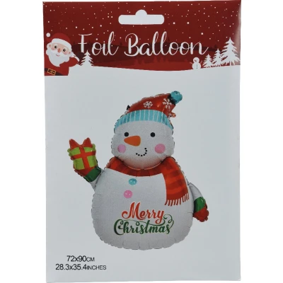 Afbeelding van Grote Kerst Ballon Sneeuwpop Feestelijke decoratie 90 cm