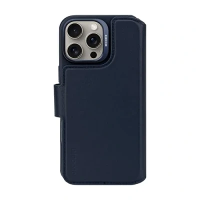 Afbeelding van DECODED Leren Detachable Wallet Case voor iPhone 16 Pro Max 2 in 1 Magnetisch Afneembaar Hoesje met Pasjeshouder Premium ECCO Leer Geschikt MagSafe Navy Blauw