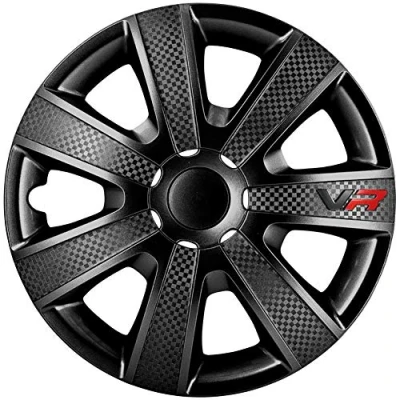 Image de AUTO STYLE Jeu d&#039;enjoliveurs VR 15 inch noir/look carboné/logo