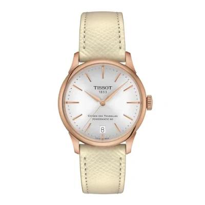 Afbeelding van Tissot T Classic Chemin des Tourelles Powermatic 80 T1392073603100 Horloge Leer Crème Ø 34 mm