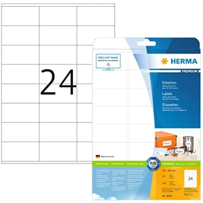 Afbeelding van Etiket HERMA 8638 70x36mm premium wit 240stuks