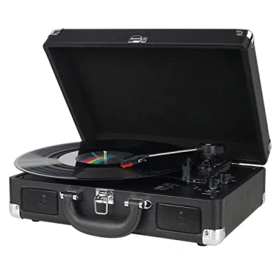 Afbeelding van DIGITNOW! Drie snelheden draaitafel Retro platenspeler met ingebouwde stereoluidsprekers, ondersteunt USB / RCA uitgang hoofdtelefoonaansluiting MP3 mobiele telefoons Muziekweergave, kofferontwerp