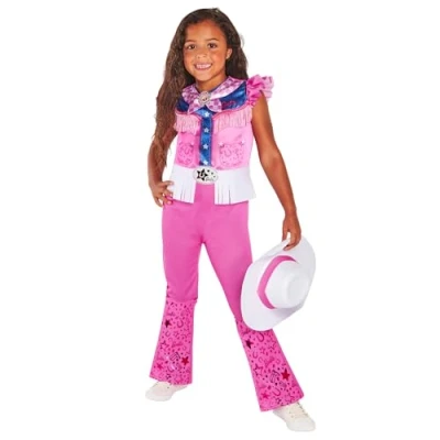 Afbeelding van Rubies Barbie Cowboy Klassiek kostuum voor meisjes en jongens, digitaal bedrukte jumpsuit in roze met hoed, officieel Mattel carnaval, Halloween, verjaardag, Kerstmis