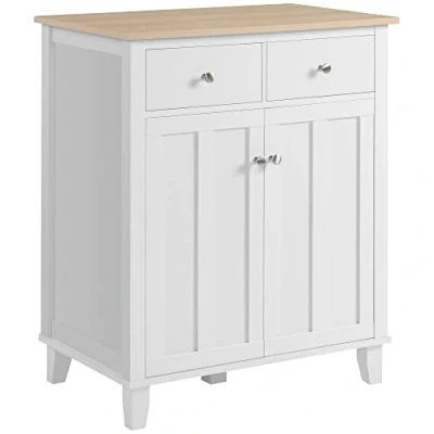 Afbeelding van HOMCOM Dressoir, keukendressoir, opbergkast voor slaapkamer, woonkamer, kantoor met 2 deuren, laden, 76 x 48 91 cm, wit en houtlook