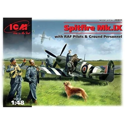 Afbeelding van 1:48 ICM 48801 Spitfire Mk IX with Raf Pilots Plastic Modelbouwpakket