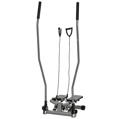 Afbeelding van HOMCOM Stepper met verlengd stuur voor sportschool multifunctioneel lcd display, ABS staal, 54 x 40 135 cm, zwart en zilver
