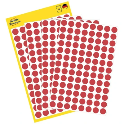 Afbeelding van Avery Ronde Etiketten Diameter 8 Mm, Rood, 416 Stuks Etiket