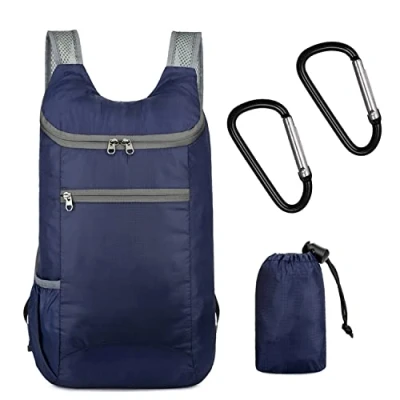 Afbeelding van BEIIEB 1 x ultralichte en waterdichte opvouwbare rugzak met 2 karabijnhaken voor wandelen, kamperen, klimmen watersporten dames heren, Blauw