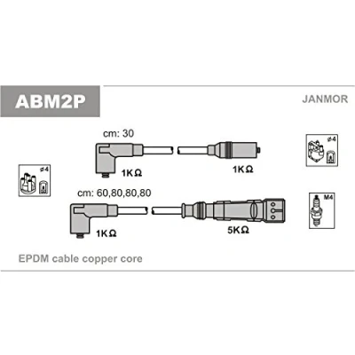 Afbeelding van JANMOR ABM2P Bougiekabelset AUDI: Coupe B2, 100 C3 Saloon, B3