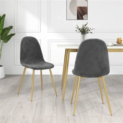 Afbeelding van vidaXL Eetkamerstoelen 2 st fluweel donkergrijs