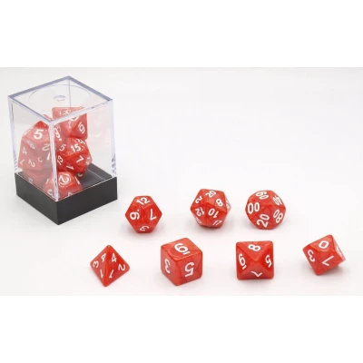 Afbeelding van Dobbelstenen Rood Parelmoer 7 set Brick