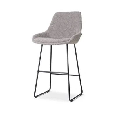 Afbeelding van Nolon Nino Isa Barkruk Bouclé Taupe Stof Zwart Onderstel 75 cm