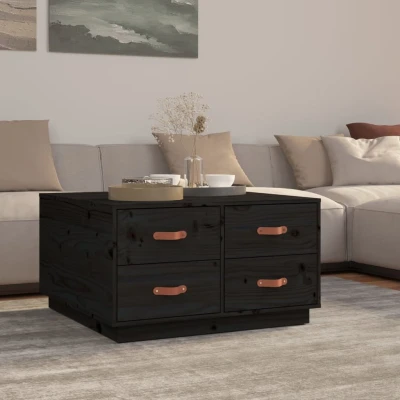 Afbeelding van Salontafel 80x80x45 cm massief grenenhout zwart