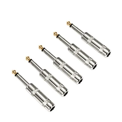 Image de Lot de 5 connecteurs audio TS 6,35 mm, connecteur jack mono mâle à souder pour câbles haut parleur/guitare/microphone (besoin soudure)