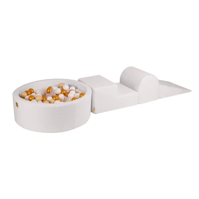 Afbeelding van Foam Speelset incl XL Ballenbak 90x30 teddy Wit Ballenbakje.nl Goud Beige Transparant