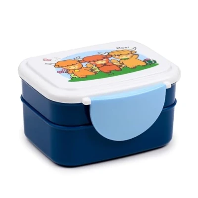 Afbeelding van Bentobox/Lunchbox Highland Cows / Schotse Hooglander Adoramals Cartoon Bestek 9x15,5x14cm