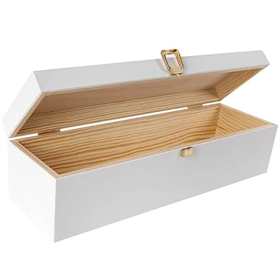 Afbeelding van Creatieve Deco Wit Houten Wijnkist Cadeau Opberger 1 Fles 35,1 x 11 10 cm Kerstmis, Bruiloft, Valentijnsdag, Verjaardag Met sluiting