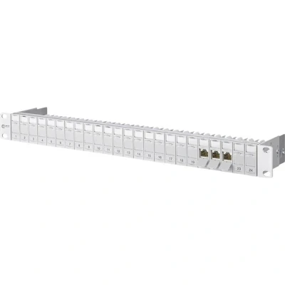 Afbeelding van Metz Connect 130920 E 24 poorten Netwerkpatchpaneel 483 mm (19) CAT 6A 1 HE Grijs