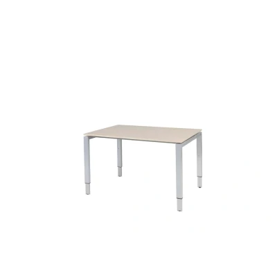 Afbeelding van Domino bureau, hoogte instelbaar (62 85cm) met 120x80cm &#039;zwevend&#039; robson eiken 25mm blad en aluminium (RAL9006) N poot frame.
