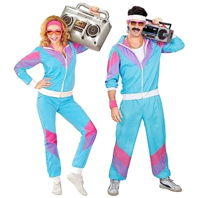 Afbeelding van Widmann jaren ’80 kostuum trainingspak, jas en broek, assi kostuum, prolo retrostijl, Bad Taste feest, ’80, carnaval