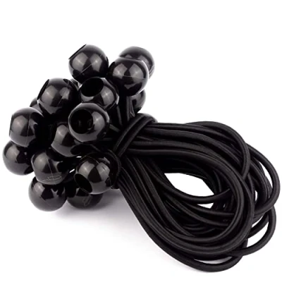 Afbeelding van 25 spanrubbers met kogel, expander bevestiging voor dekzeilen, banners, aanhangers, tent, trampoline enz. rubberen spanners universeel in zwart