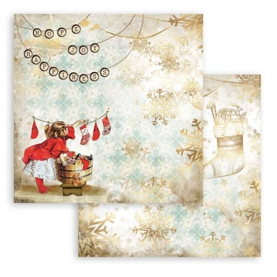 Afbeelding van Stamperia Romantic Christmas Socks 12x12 Inch Paper Sheets (10pcs) (SBB830) (DISCONTINUED)
