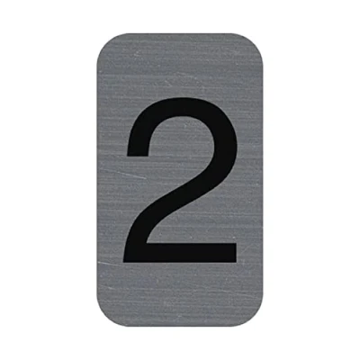 Afbeelding van Exacompta Ref. 67182E 1 x CIFFRE 2 kleefplaat Bedrukte wandplaat Op alle ondergronden Geborsteld aluminium look Afmetingen: 2,5 4,4 cm
