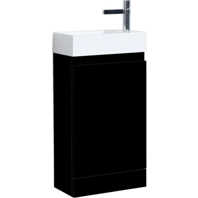 Afbeelding van Badplaats Toiletmeubel Peru 40 x 22 cm Mat Zwart Fonteinmeubel met Wastafel