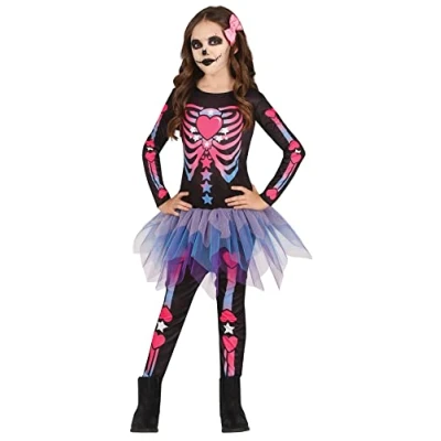 Afbeelding van FIESTAS GUIRCA Roze skeletkostuum met tutu voor meisjes, Halloween, 7 9 jaar