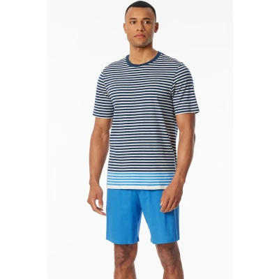 Afbeelding van Schiesser Shortama blauw gestreept