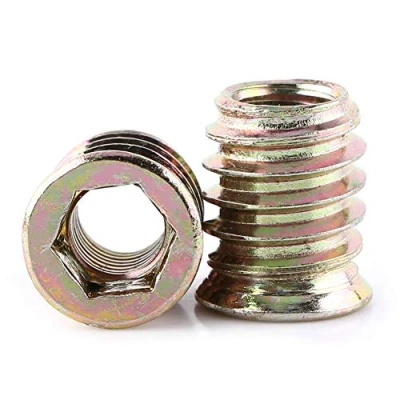Afbeelding van FTVOGUE 20 stuks kophulzen, zeskant, holle krimpmoeren, met schroefvoetafdruk van koolstofstaal, schroefdraad voor houten meubels (M8 x 17 mm)