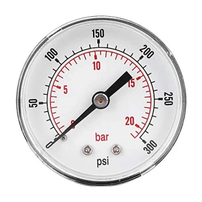 Afbeelding van Manometer 50 mm wijzerplaat 1/4 BSPT axiaalmanometer voor lucht, water, olie en gas (0 300 psi 0 20 bar)